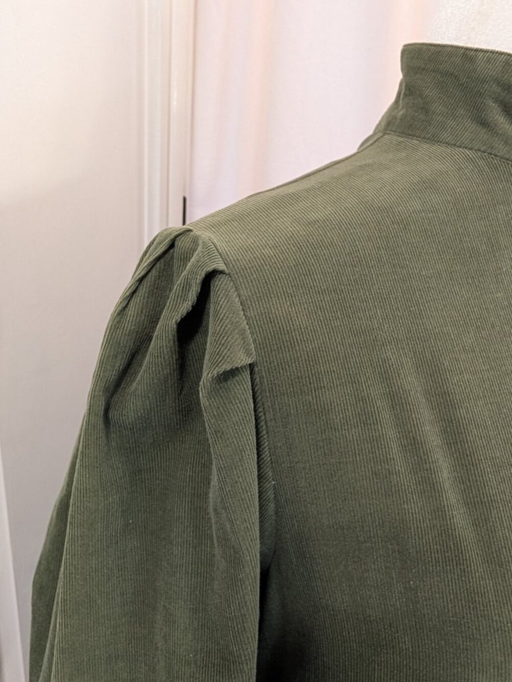 Laura Ashley Vintage Olive Green Corduroy Cottagecore Long Sleeve Dress Size 12 - Picture 5 of 16
